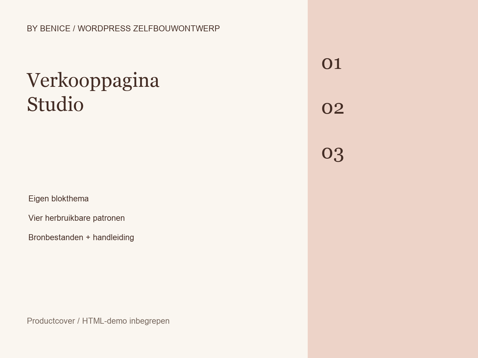 Productcover van Verkooppagina Studio; ontwerpvoorbeeld.